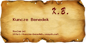 Kuncze Benedek névjegykártya